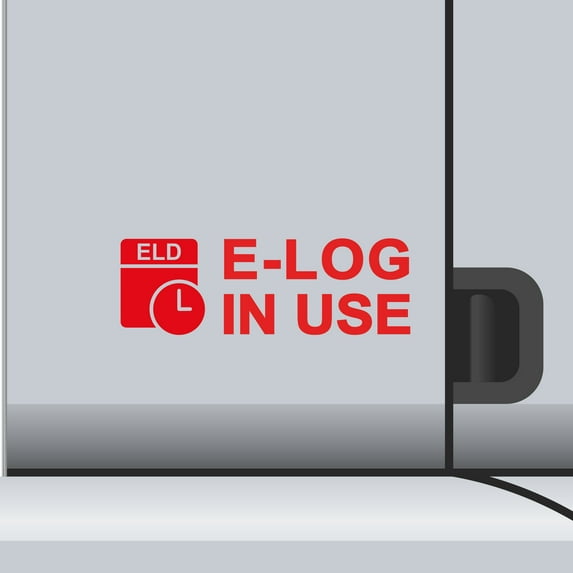 2 Pack - ELD E-Log In Use Vinyl Decal Electronic Logging Device Sticker E-Log Electronic Driver Logs Decal for Commercial Semi Truck & Bus Drivers - Many Colors & Sizes (9" x 3", Red)