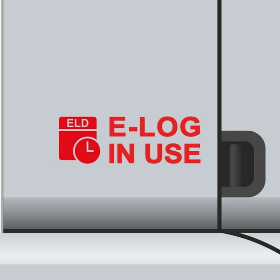 2 Pack - ELD E-Log In Use Vinyl Decal Electronic Logging Device Sticker E-Log Electronic Driver Logs Decal for Commercial Semi Truck & Bus Drivers - Many Colors & Sizes (9" x 3", Red)