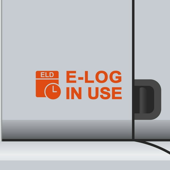 2 Pack - ELD E-Log In Use Vinyl Decal Electronic Logging Device Sticker E-Log Electronic Driver Logs Decal for Commercial Semi Truck & Bus Drivers - Many Colors & Sizes (11" x 4", Orange)