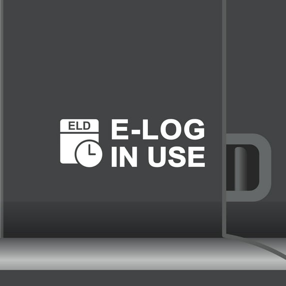 2 Pack - ELD E-Log In Use Vinyl Decal Electronic Logging Device Sticker E-Log Electronic Driver Logs Decal for Commercial Semi Truck & Bus Drivers - Many Colors & Sizes (9" x 3", White)