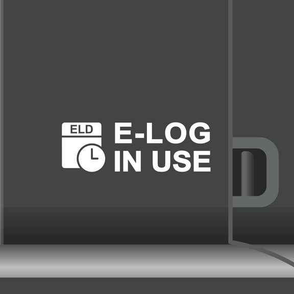 2 Pack - ELD E-Log In Use Vinyl Decal Electronic Logging Device Sticker E-Log Electronic Driver Logs Decal for Commercial Semi Truck & Bus Drivers - Many Colors & Sizes (11" x 4", White)