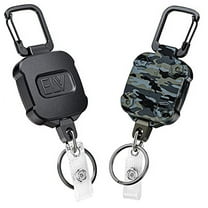 Retractable Keychain Carabiner Key Holders - Heavy Duty Retractable Key  Chain Badge Reel Clip with Steel Cable, Key Ring, Lobster Clasps for Office  Work (Pack of 2) 
