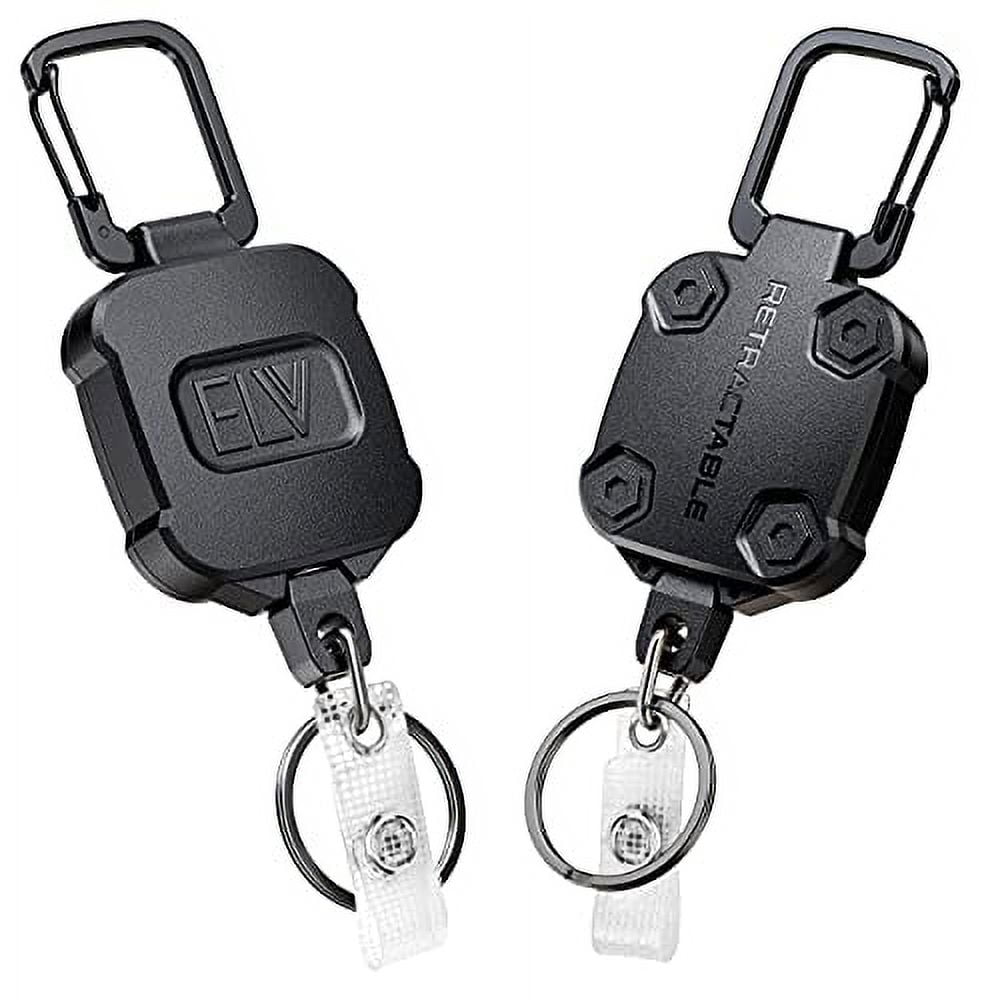 2 Pack ELV Self Retractable ID Badge Holder Key Reel, Heavy Duty, 32 ...