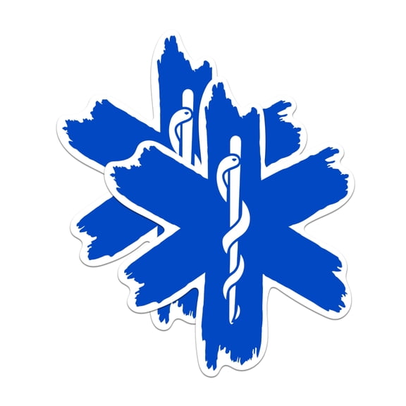 (2 Pack) EMT Star of Life Stickers - EMS Ambulance Driver - 5 Inches On Longest Side - Premium Vinyl - for Cars, Trucks, Skateboards, Laptops - Made in USA - BMCS1659