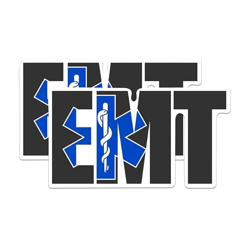(2 Pack) EMT Stickers - Emergency Medical Technician Sticker - 5 Inches On Longest Side - Premium Vinyl - for Cars, Trucks, Skateboards, Laptops - Made in USA - BMCS1649