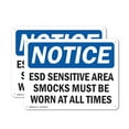 thumbnail image 1 of (2 Pack) ESD Sensitive Area Smocks Must Be Worn At OSHA Notice Sign 24 Inch X 18 Inch Plastic Sign, Weather Resistant, UV Protected for Workplace, Business, and Construction Site, Made, 1 of 8
