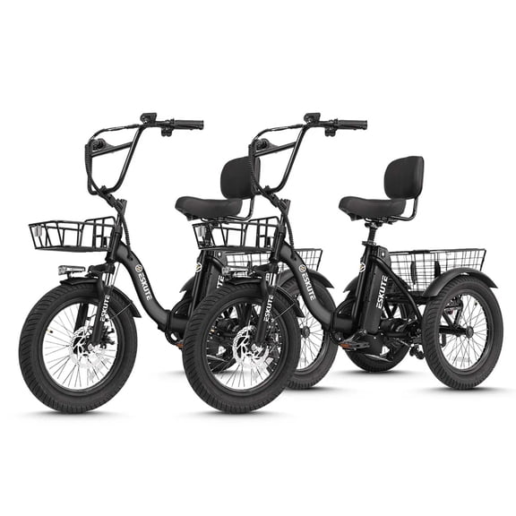 2 Pack ESKUTE E Trike Electric Bike, Peak 1200W Brushless Motor Folding Trike 18X3.0 Fat Tire Ebike, 499Wh Removable Battery, Step-Thru 3 Wheel Electric Bicycle, 48V 13AH 18MPH+ Tricycle for Adults