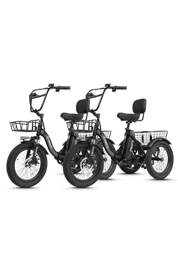 2 Pack ESKUTE E Trike Electric Bike, Peak 1200W Brushless Motor Folding Trike 18X3.0 Fat Tire Ebike, 499Wh Removable Battery, Step-Thru 3 Wheel Electric Bicycle, 48V 13AH 18MPH+ Tricycle for Adults