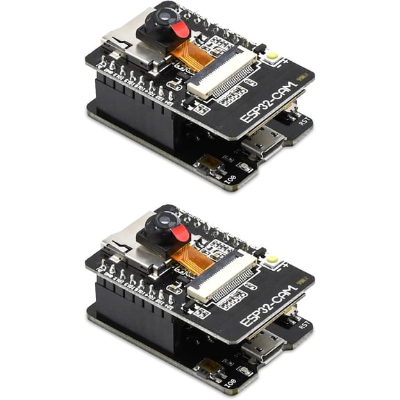 2 Pack ESP32-CAM Development Board with ESP32-CAM-MB, OV2640 2MP Camera Module, CH340G Micro USB Programmer, WiFi & Bluetooth, Compatible with Arduino IDE for IoT Projects
