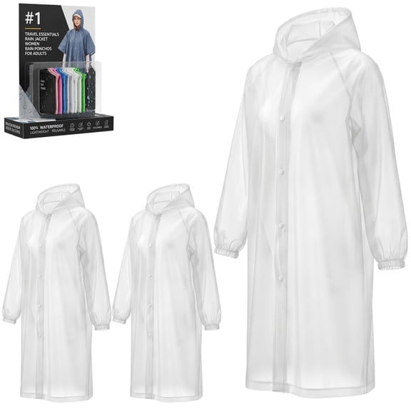 2 Pack EVA Rain Poncho for Adults Reusable Waterproof Ponchos with Hood Lightweight Travel Raincoat Set for Camping Hiking Festival Outdoor Gear Snap Button Unisex Fit Non Disposable