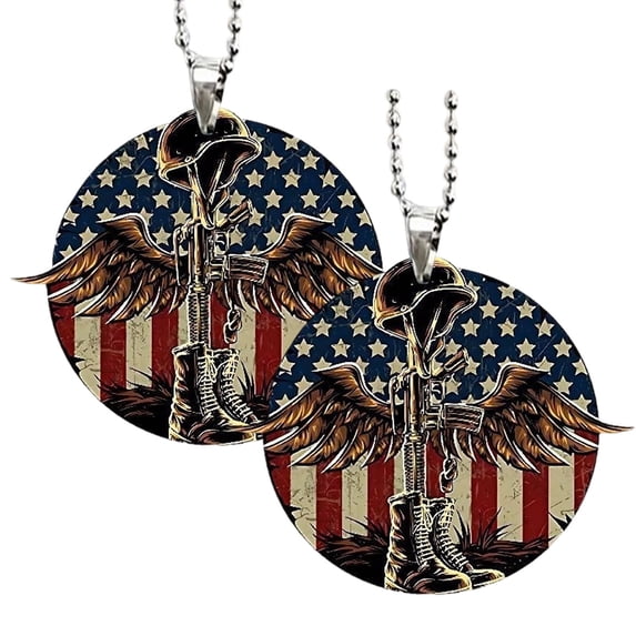2 Pack Eagle Acrylic Car Ornament, 2D Flat Rearview Mirror Pendant & Keychain, 4th of July Stylish Home & Auto Decor for Patriotic & Nature Lovers