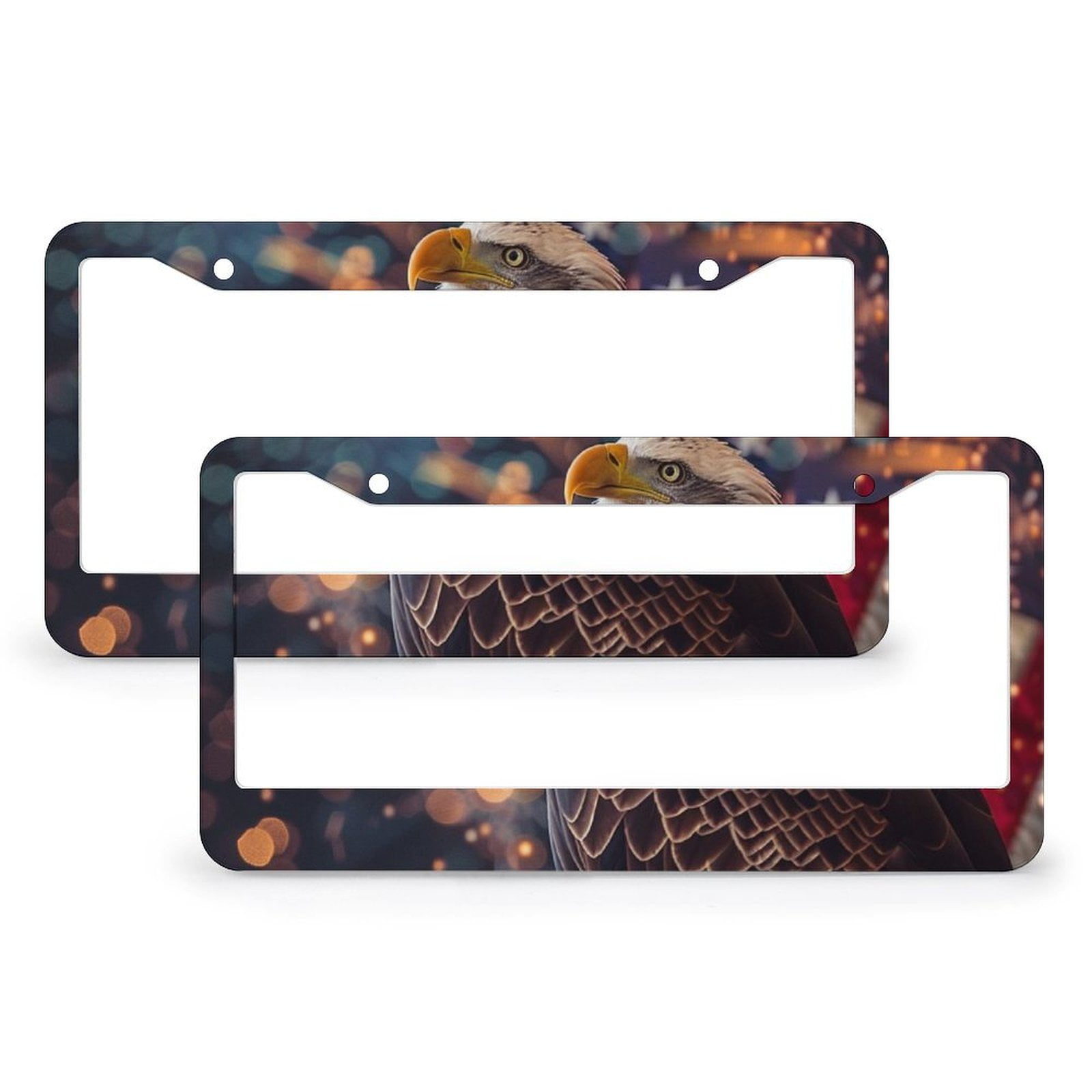 2 Pack Eagle with American Flag And Fireworks License Plate Cover USA ...