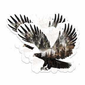 (2 Pack) Eagle Flying Magnets - Cool Nature Outdoorsman Wilderness - Animals Eagle Flying - 5" On Longest Side - Premium Magnet - for Cars, Refrigerators, Toolboxes, Lockers - Made in USA - MAG1078