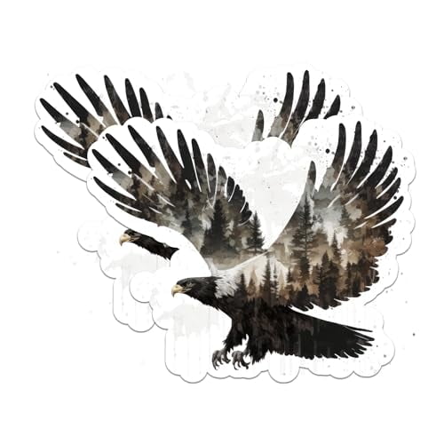(2 Pack) Eagle Flying Stickers - Cool Nature Outdoorsman Wilderness - Animals Eagle Flying - 5 Inches On Longest Side - Premium Vinyl - for Cars, Trucks, Skateboards, Laptops - Made in USA - BMCS1078