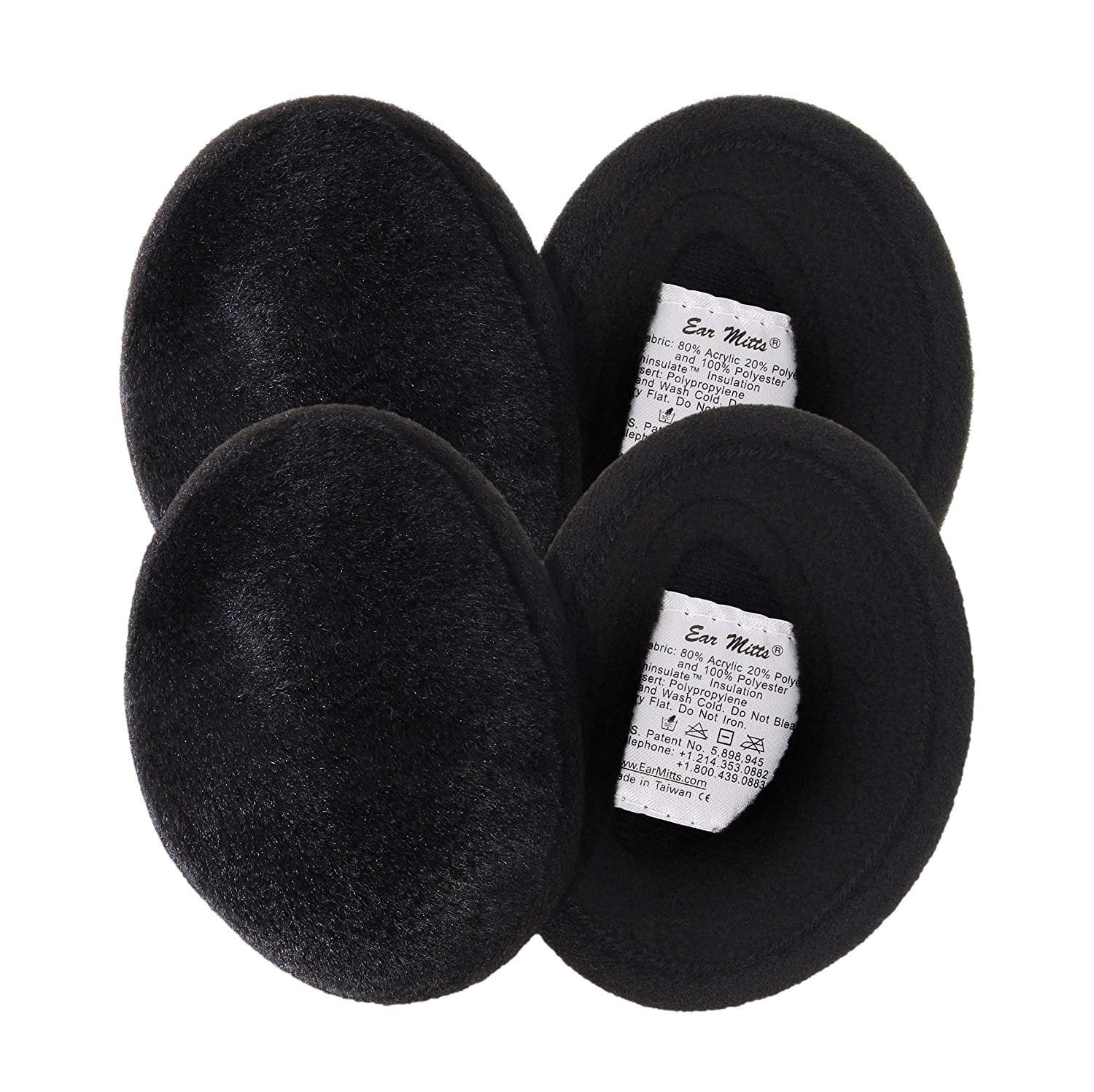 2 Pack Ear Mitts Bandless Faux Fur Ear Muffs For Women, Black Mink