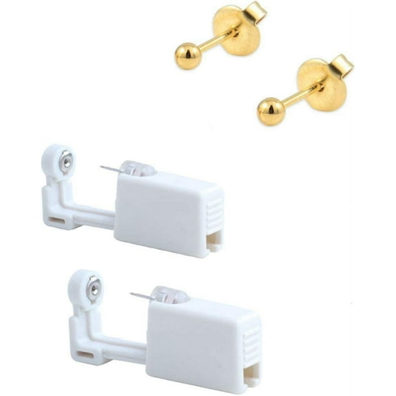 2 Pack Ear Piercing Gun Earring Disposable Ear Stud Gun Sterile No Pain Ear Piercing Gun (Dark Orage)