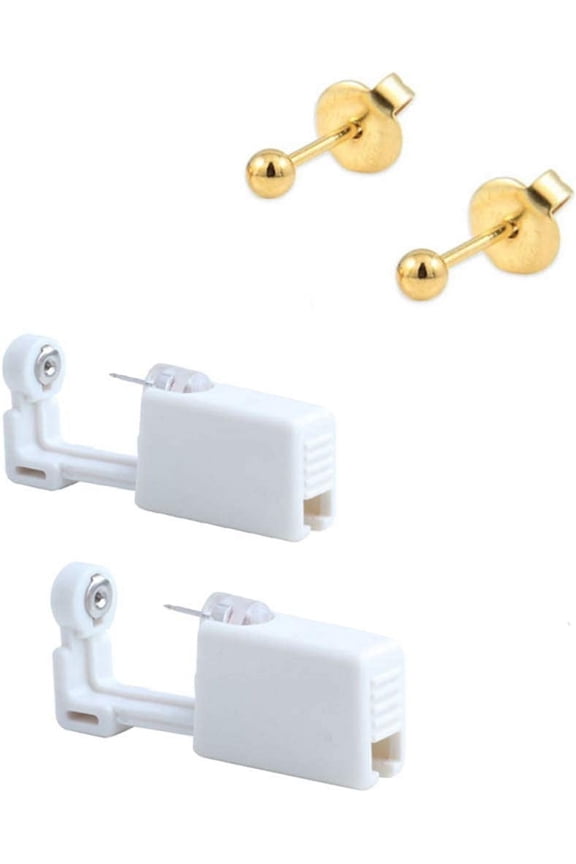 2 Pack Ear Piercing Gun Earring Disposable Ear Stud Gun Sterile No Pain Ear Piercing Gun (Dark Orage)