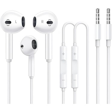 2 Pack Earbuds Headphones Earphones for Devices with 3.5mm Wired in Ear Headphone Plug(Built-in Microphone & Volume Control),White