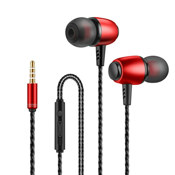 2-Pack Earbuds In-Ear Sound Isolating Headphones Headset Ear Buds with Mic & Volume, Red