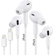 2 Pack Earbuds,Wired in-Ear Stereo Noise Canceling Isolating Lightning Headphones with Built-in Microphone&Volume Control Compatible with iPhone 13 12 SE 11 X 8 7-All iOS