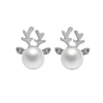 thumbnail image 1 of (2 Pack) Earrings Christmas Pearl Deer Earrings for Women Unique Holiday Jewelry Fashionable Statement Accessories, 1 of 7