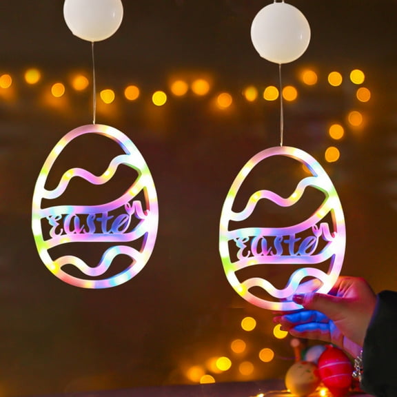 2 Pack Easter Eggs Lights Window Decorations,Colorfull Easter Eggs Window Lights with Suction Cup,Easter Hanging LED Lamps,Eggs String Lights for Home Indoors Easter Holiday Hanging Decor