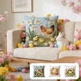 thumbnail image 1 of 2 Pack Easter Pillow Covers 18 x 18 Inch Luxury Soft Bunny Rabbit Pattern Decorative Throw Pillowcases for Happy Easter Spring Holiday Decor Home Party Sofa Couch, 1 of 6