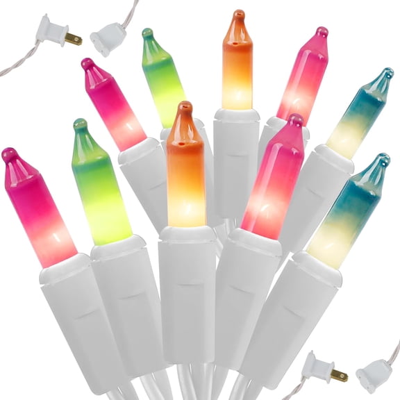 "2 Pack Easter String Lights, Christmas Lights, 50 Count White Wire Mini Pastel Fairy Lights, 120V UL Certified for Patio Wreath Garland Garden Outdoor Indoor Decoration, Multicolor