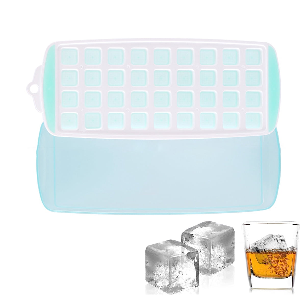 2 Pack Easy-Release Mini Ice Trays for Freezer with Lid,Stackable Ice ...