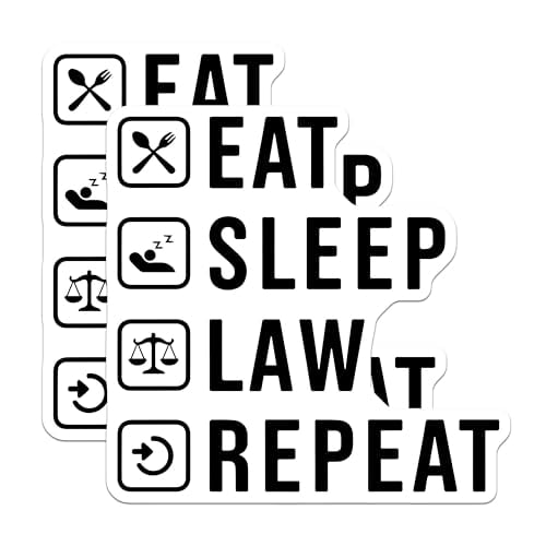 (2 Pack) Eat Sleep Law Repeat Magnets - Lawyer Life Magnet - Legal Office Decor Magnet - 5" On Longest Side - for Cars, Fridges, Toolboxes - Made in USA - MAG5581