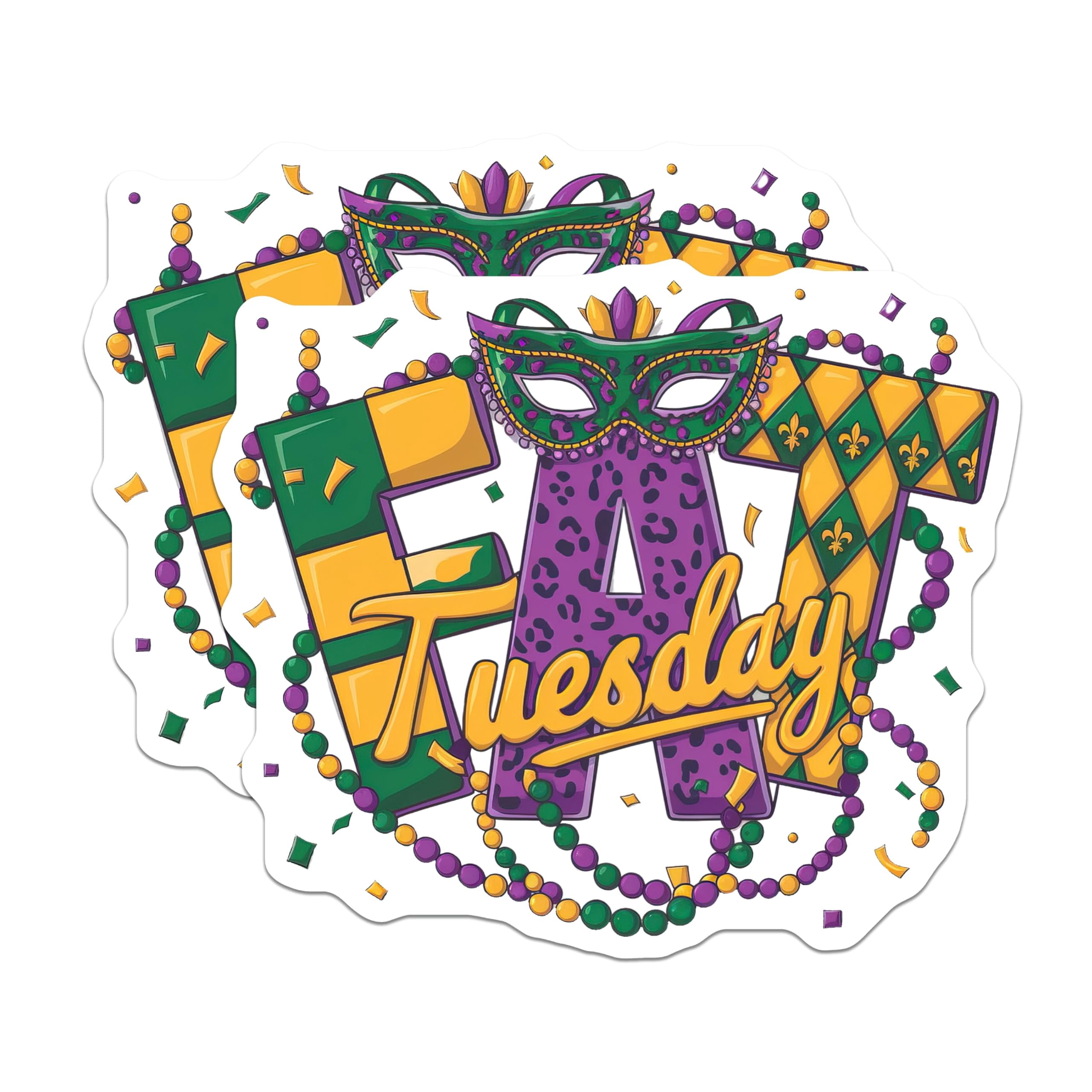 (2 Pack) Eat Tuesday Stickers - Mardi Gras Celebration - Carnival Party ...