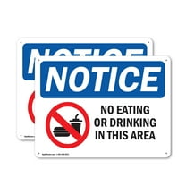 (2 Pack) No Eating Or Drinking In This Area OSHA Notice Sign 10 Inch X 7 Inch Indoor / Outdoor Rust-Free Aluminum Metal Signs for Workplace, Workshop, and Construction Site, Made in the