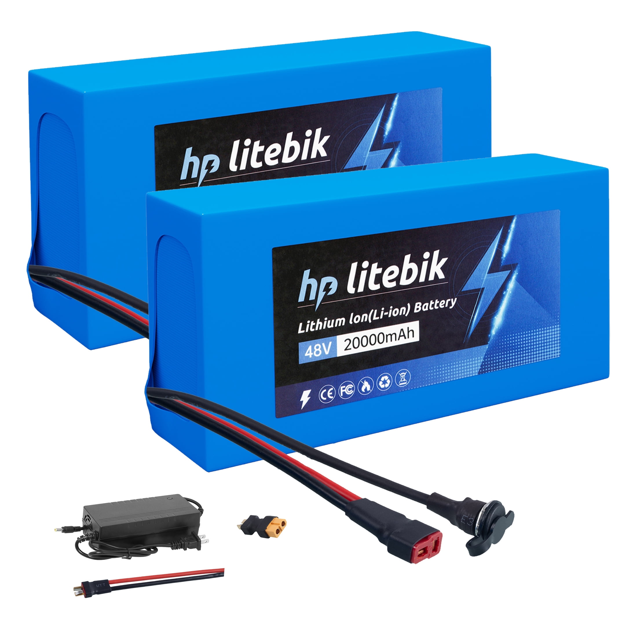 2 Pack Ebike 48v 20ah Lithium Battery Tricycle Replacement Battery for Electric Bicycle UL2271