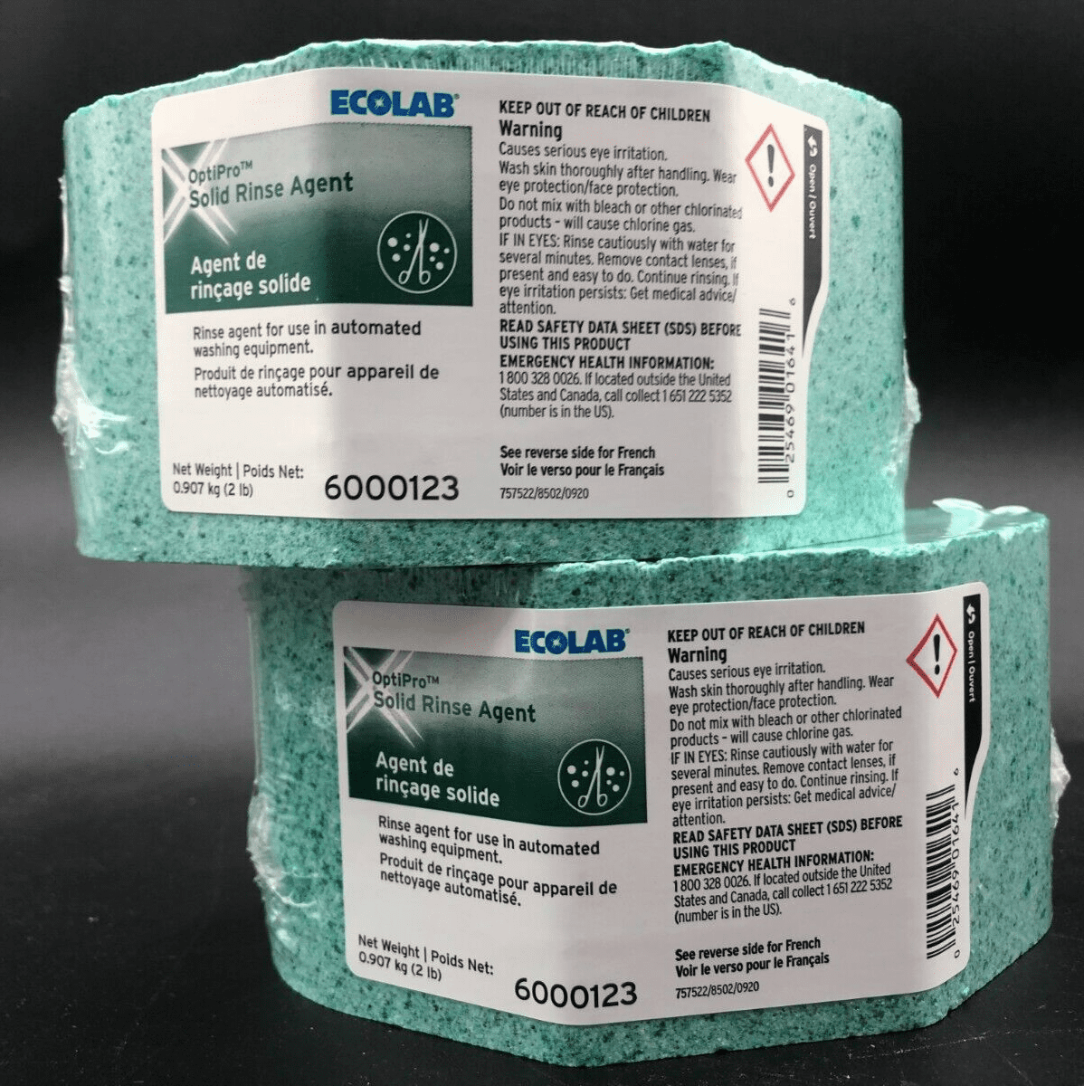 2 Pack Ecolab Solid Rinse Additive Concentrate General Purpose  4lbs | Like Apex