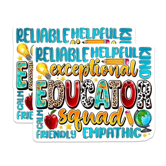 (2 Pack) Educator Squad Magnets - Teacher Appreciation School Staff Recognition - Classroom Fridge Locker Decor - 5 Inches On Longest Side - Thick Durable Magnet - Made in USA - MAG24372