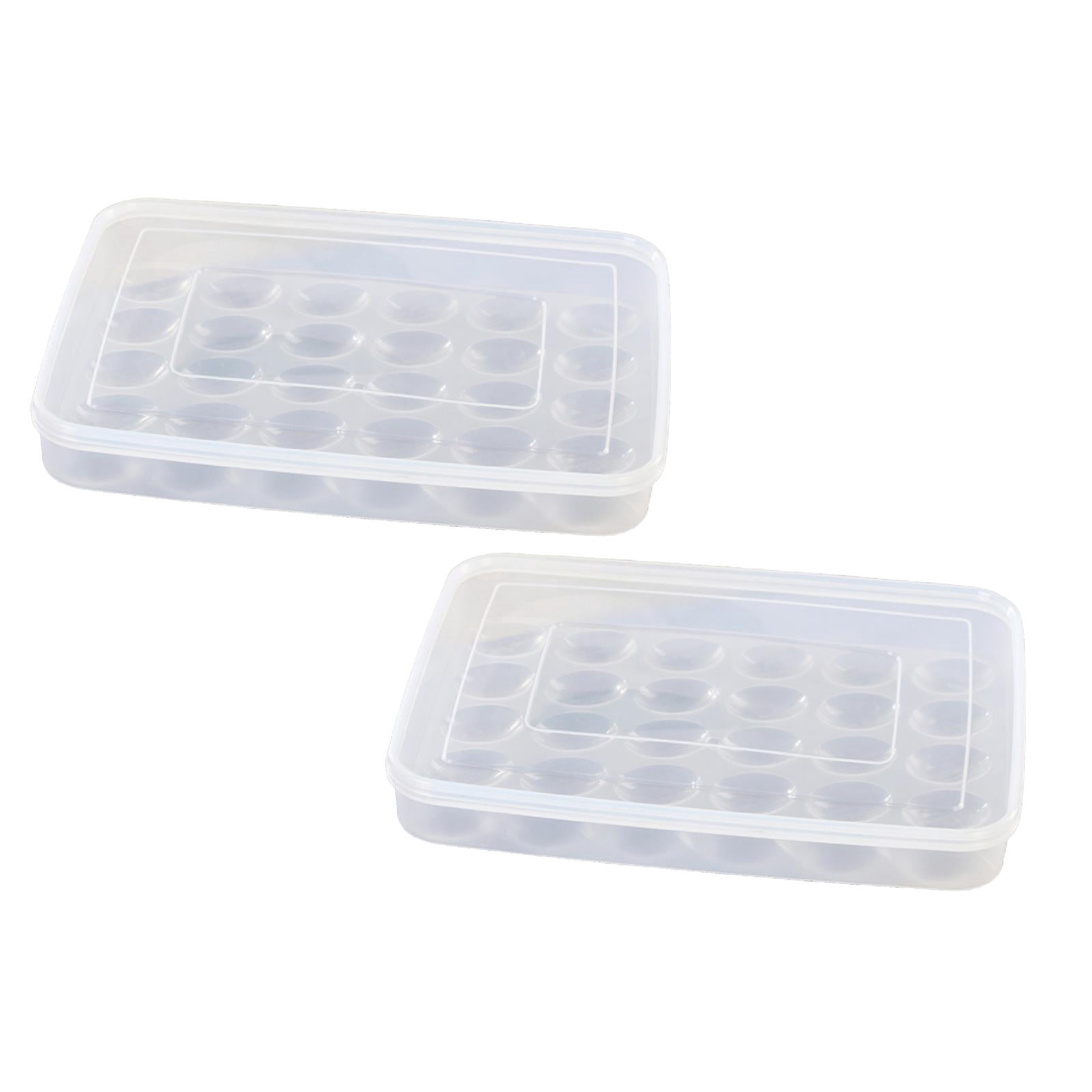 2 Pack Egg Containers with Lid, Plastic Egg Storage Container Stackable Deviled Egg Carrier for 90 Eggs, Egg Organizer for Protect and Keep Fresh 13.6x10.2x2.2 Inch
