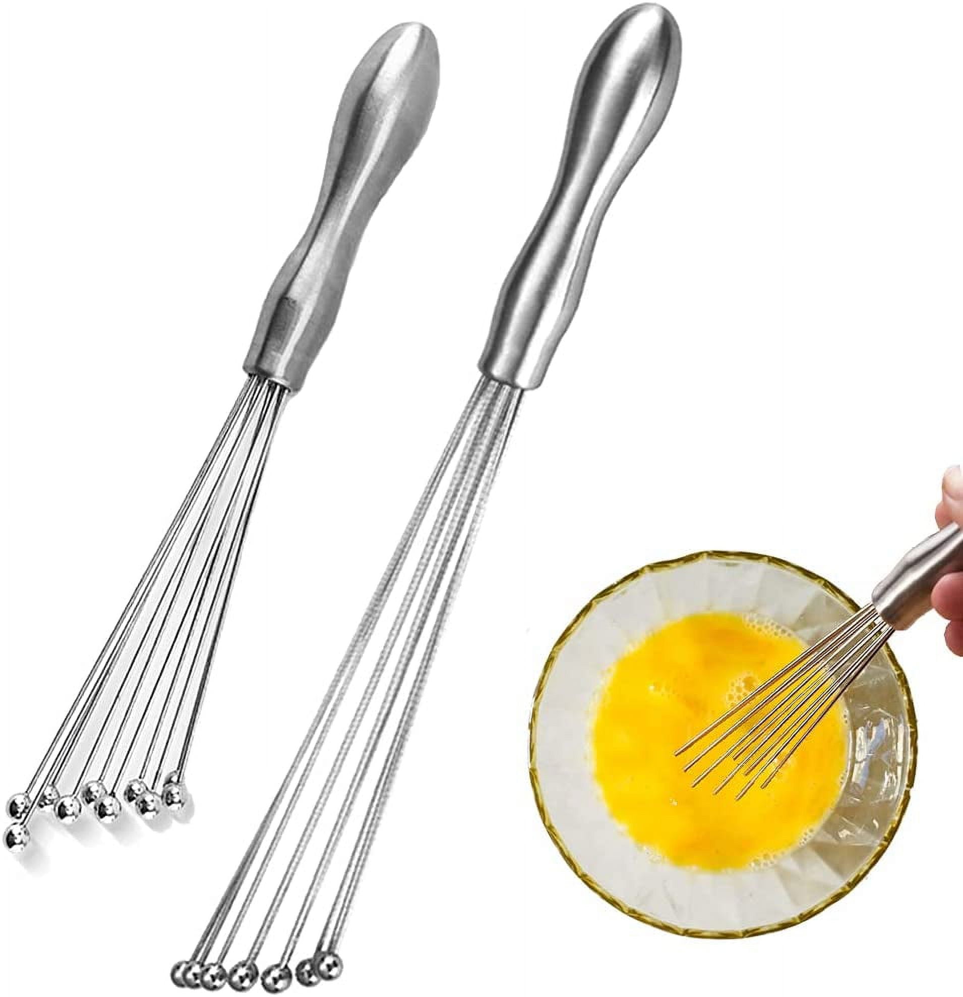 2 Pack Egg Whisks Stainless Steel Ball Whisk 2 Sizes Egg Beater Manual