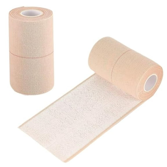 2 Pack of Elastic First Aid Tape Flexible Stretch Adhesive Bandages Self Adherent Cohesive Wrap for Sprains, Sports Knee, Ankle and Wrist Animal Pets (4 Inch)