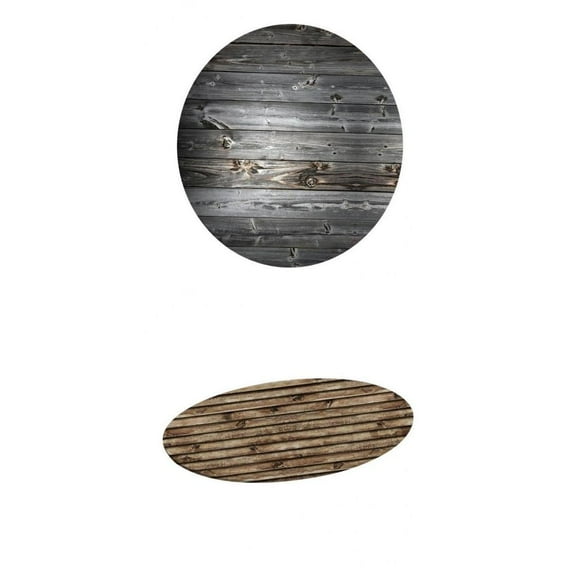 2 Pack Elastic Fitted Table Cover, Polyester Round Tables Tablecloth Table Cloth ,Water Table Pad Rustic Wood Grain Pattern (47'')