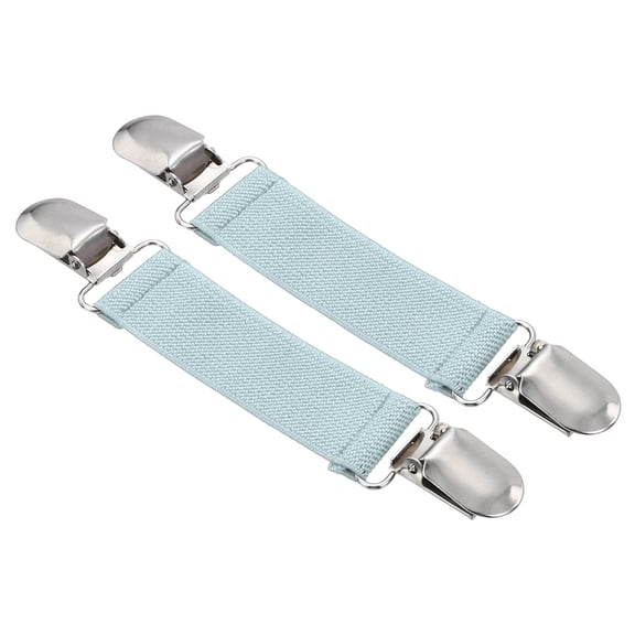 2 Pack Elastic Hat Clips, Travel Mitten Clip Dress Back Cinch Clips for Women Shawl Cardigan Collar Sweater Scarf, Blue