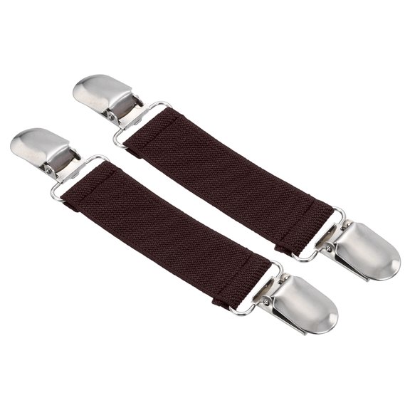 2 Pack Elastic Hat Clips, Travel Mitten Clip Dress Back Cinch Clips for Women Shawl Cardigan Collar Sweater Scarf, Brown