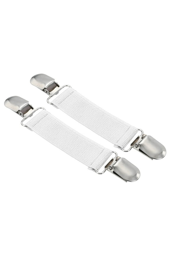 2 Pack Elastic Hat Clips, Travel Mitten Clip Dress Back Cinch Clips for Women Shawl Cardigan Collar Sweater Scarf, White