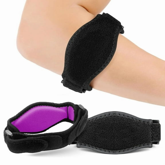 2 Pack Elbow Brace for Tendonitis and Tennis Elbow, Tennis Golfers Elbow Support Arm Band Pain Relief Elbow Wrap Weightlifting Elbow Strap with Compression Pad for Men & Women (Purple)