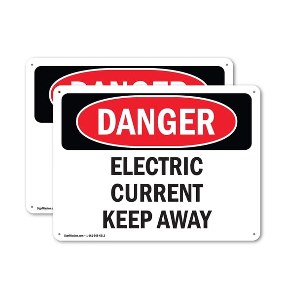 (2 Pack) Electric Current Keep Away OSHA Danger Sign 24 Inch X 18 Inch Plastic Sign, Weather Resistant, UV Protected for Workplace, Business, and Construction Site, Made in the USA