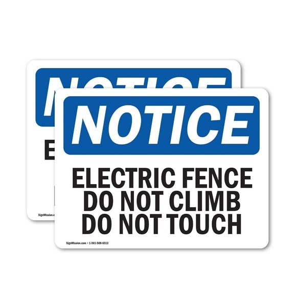 (2 Pack) Electric Fence Do Not Climb Do Not Touch OSHA Notice Sign