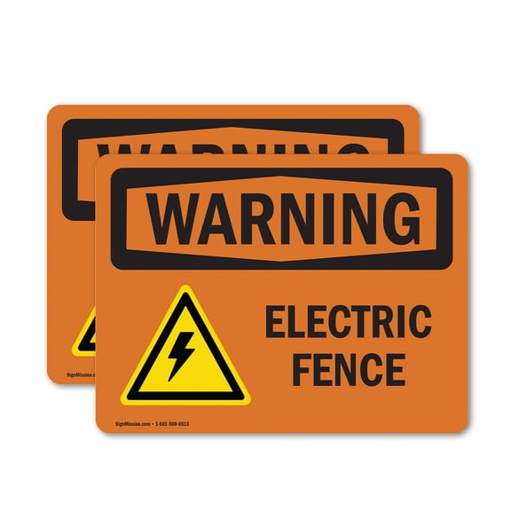 (2 Pack) Electric Fence With Symbol OSHA Warning Sign 5 Inch X 3.5 Inch Vinyl Label Decal Sticker Weather Resistant, UV Protected for Workplace, Business, and Construction Site, Made in