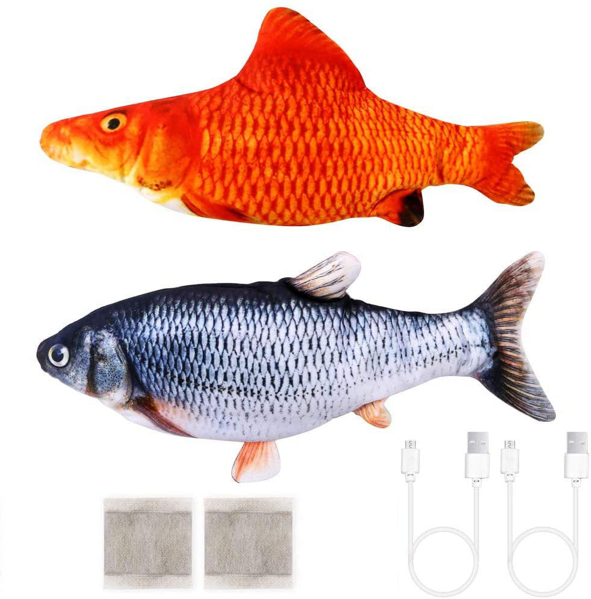 2 Pack Moving Cat Kick Fish Toys, Dog Toys Fish Moving Fish Cat Toys,  Twisting Fish Catnip Toys, Interactive