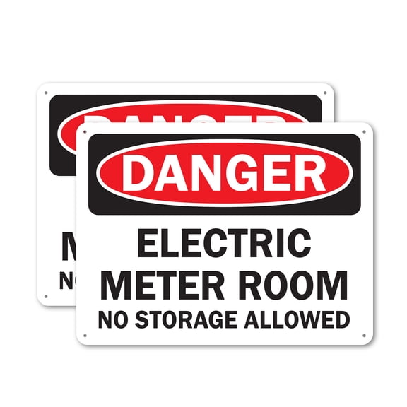 (2 Pack) Electric Meter Room No OSHA Danger Sign 14 Inch X 10 Inch Plastic Sign, Weather Resistant, UV Protected for Workplace, Business, and Construction Site, Made in the USA