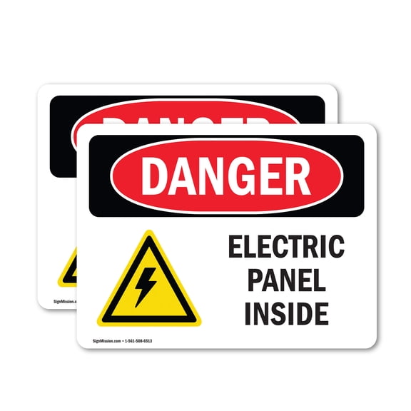 (2 Pack) Electric Panel Inside OSHA Danger Sign 14 Inch X 10 Inch Vinyl Label Decal Sticker Weather Resistant, UV Protected for Workplace, Business, and Construction Site, Made in the