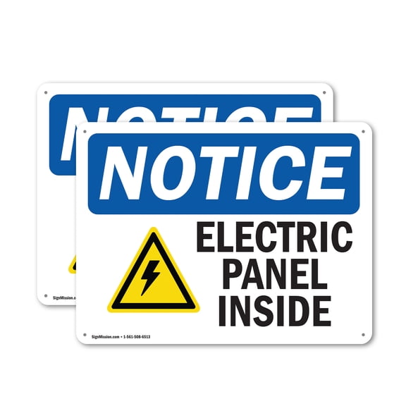 (2 Pack) Electric Panel Inside OSHA Notice Sign 10 Inch X 7 Inch Plastic Sign, Weather Resistant, UV Protected for Workplace, Business, and Construction Site, Made in the USA